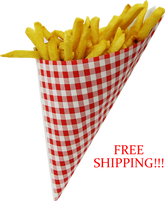 Hors d'oeuvre Mini K-13 Red & White Checked Paper Cones, holds 4.5 oz.